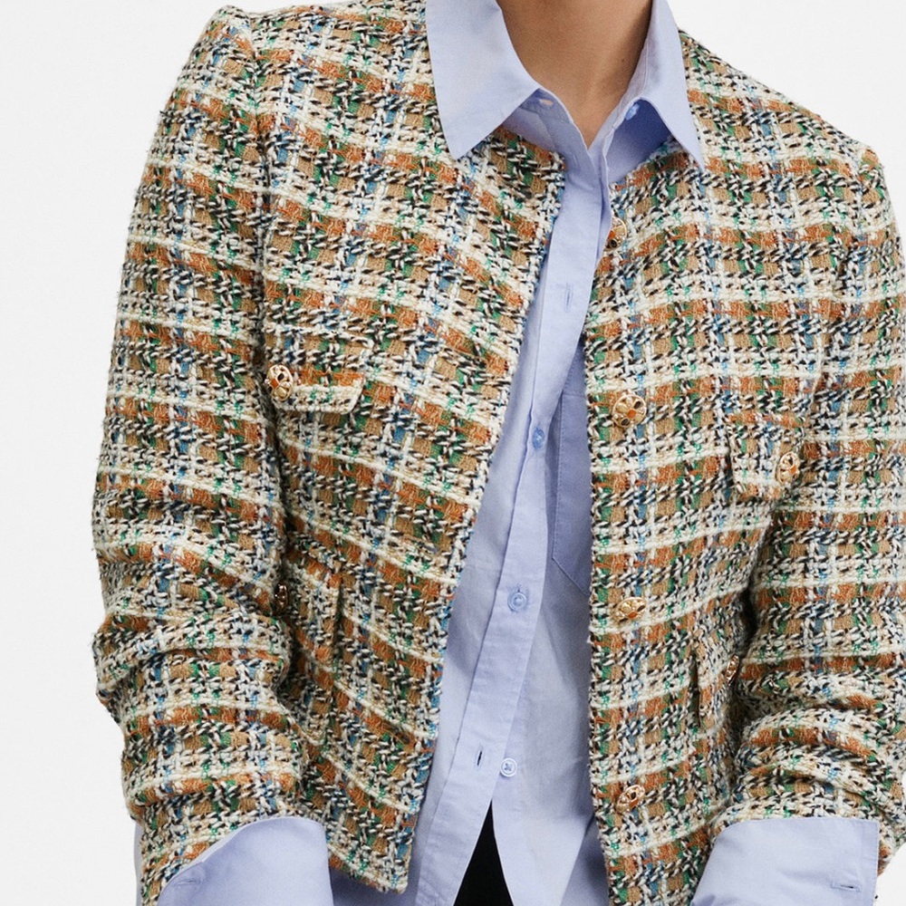 MANGO
Women's Jewel Buttons Tweed Jacket